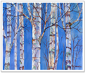 Birches in Blue
