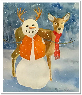 Snowman and Deer Print