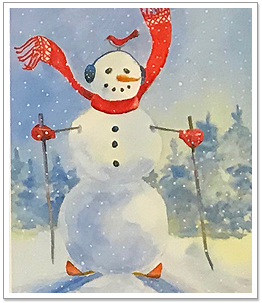 Skiing Snowman Print