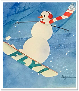 Snowman Snowboarding Print